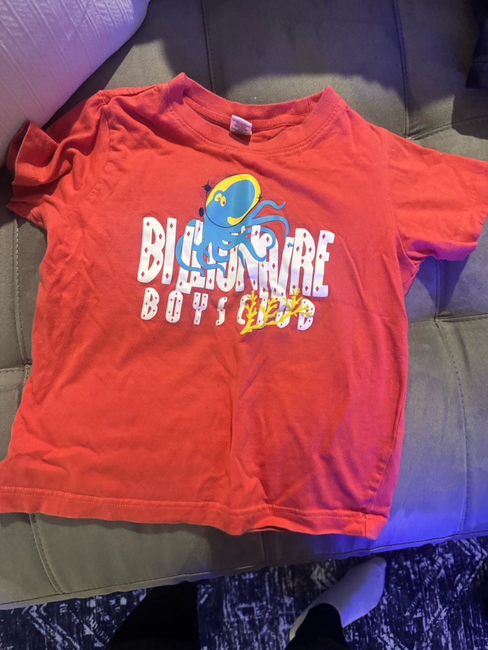 Billionaire Boys Club Red Tee with Blue Octopus Graphic